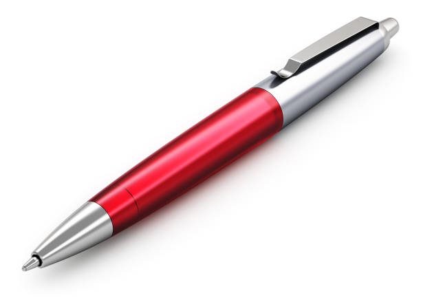 Metal stainless steel red ballpoint pen