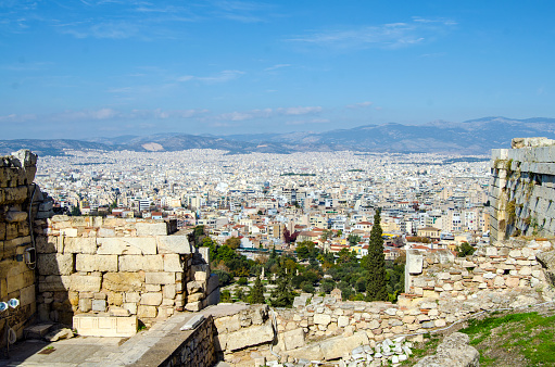 Skyline of Athens, capital city of Greece.