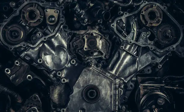 V8 car engine close-up