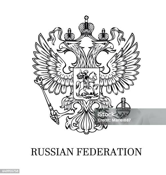 Outlined Coat Of Arms Of Russia Stock Illustration - Download Image Now - Russia, Coat Of Arms, Russian Culture