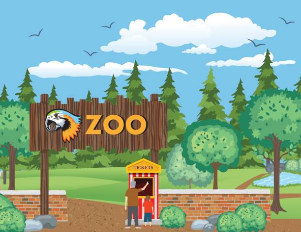 ilustrações, clipart, desenhos animados e ícones de um menino e seu avô visitam o jardim zoológico - silhouette christmas holiday illustration and painting