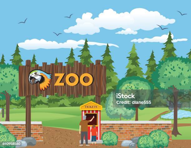 A Boy And His Grandfather Visit The Zoo Stock Illustration - Download Image Now - Zoo, Public Park, Christmas