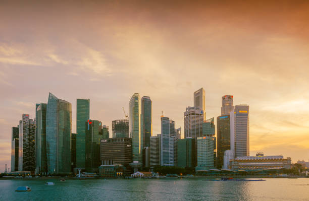 istock Panoramic view of the Singapore skyline at dusk 640963322