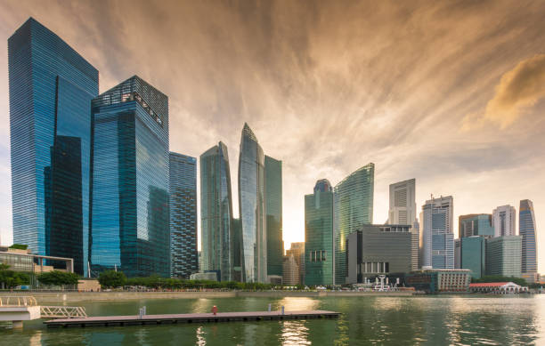 istock Panoramic view of the Singapore skyline at dusk 640963344