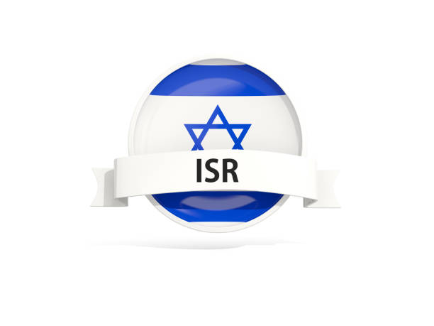 Flag of israel with banner and country code isolated on white. 3D illustration