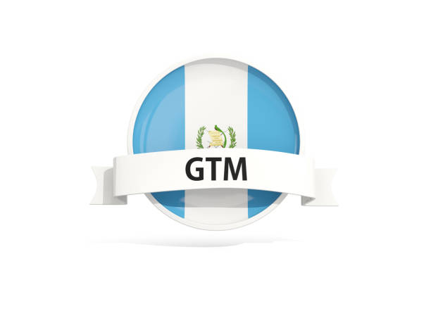 Flag of guatemala with banner and country code isolated on white. 3D illustration