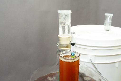 Hydrometer measuring final gravity of beer