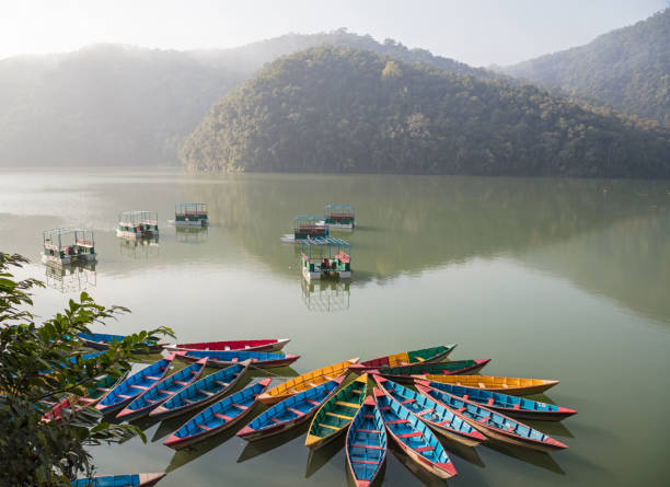 istock Colour boats on Phewa lake. 640971642