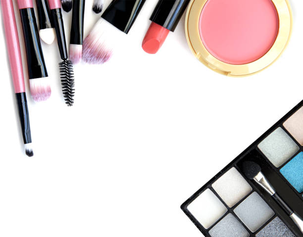 istock cosmetics and makeup. Tools for Professional make a top view. On a white background 640973562
