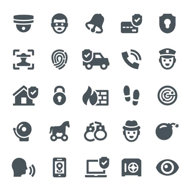 sicherheit-symbole  - computer icon symbol police handcuffs stock-grafiken, -clipart, -cartoons und -symbole