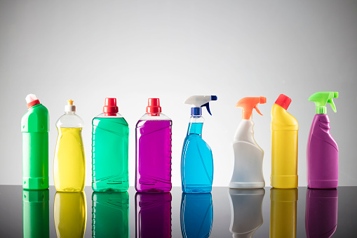 Set of different cleaning products