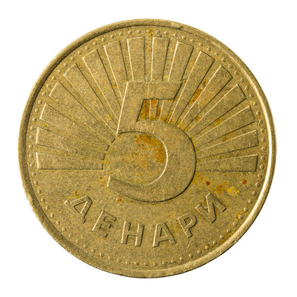 istock 5 macedonian denar coin (2006) obverse isolated on white background 640979094