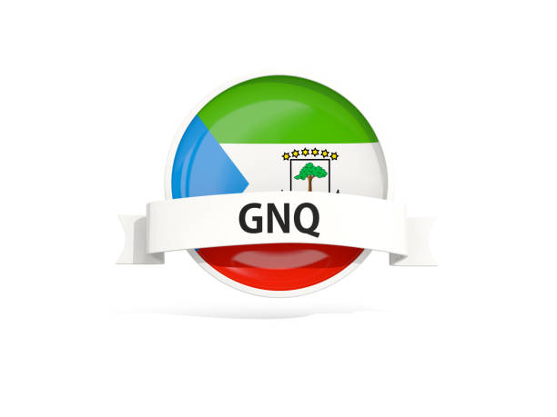 Flag of equatorial guinea with banner and country code isolated on white. 3D illustration