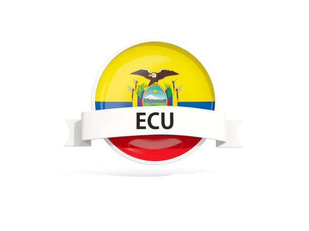 Flag of ecuador with banner and country code isolated on white. 3D illustration