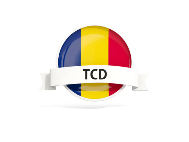 Flag of chad with banner and country code isolated on white. 3D illustration