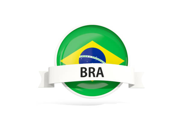 istock Flag of brazil with banner 640980724
