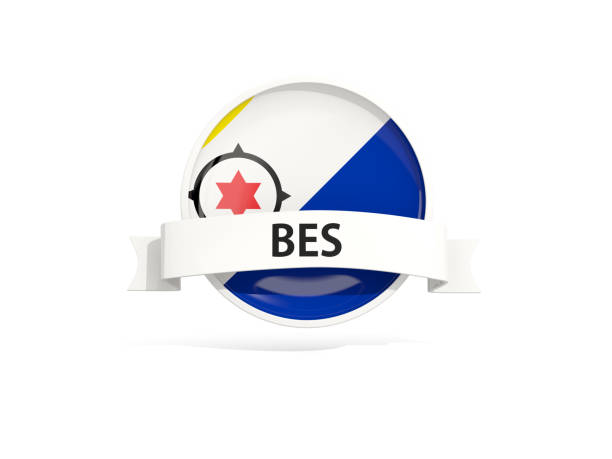 Flag of bonaire with banner and country code isolated on white. 3D illustration