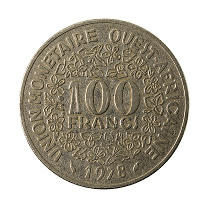 100 central african CFA franc coin (1978) obverse isolated on white background
