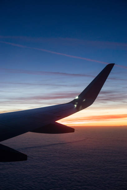 Plane Sunset stock photo