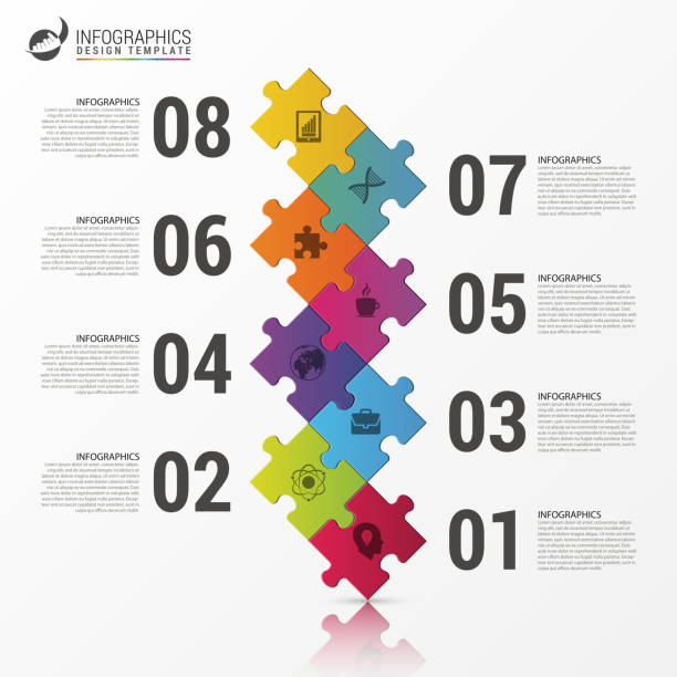 nfographics design. Timeline template. Puzzle concept. Vector nfographics design. Timeline template. Puzzle concept. Vector illustration jigsaw puzzle pieces template stock illustrations