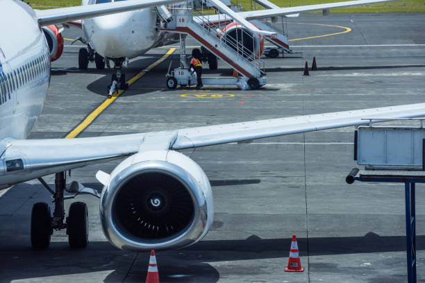 istock airplane at parking apron 640991230