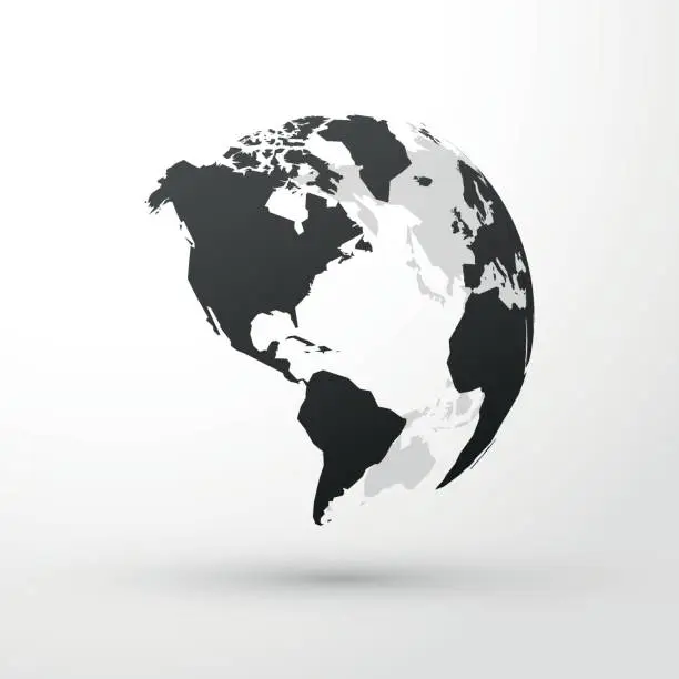 Vector illustration of World globe north, central and south america