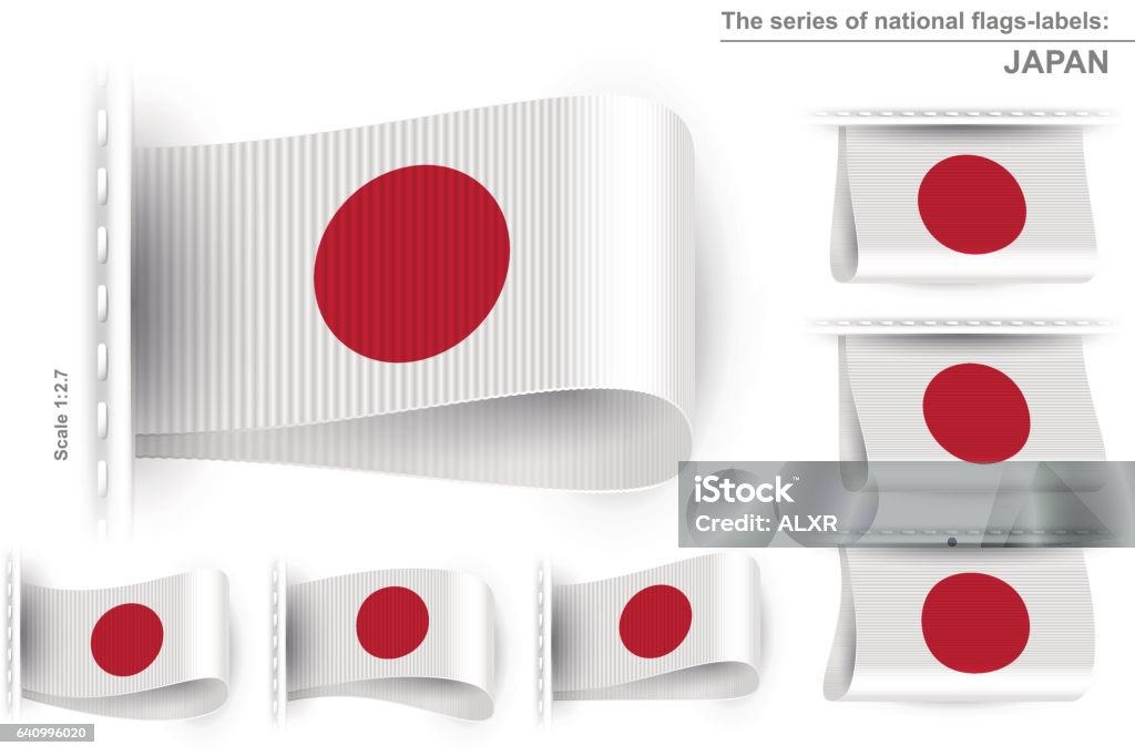 フラグ タグ服ラベル ステッカー縫いセット日本 - アイコンのロイヤリティフリーベクトルアート