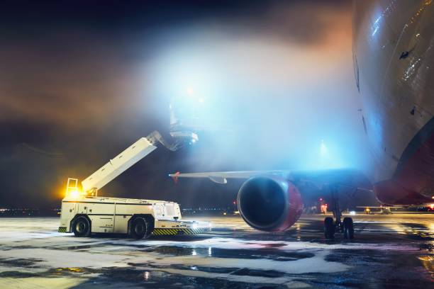 istock Deicing of the airplane 640998098