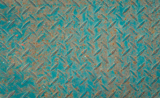 istock Green anti slip metal floor texture background 641000578