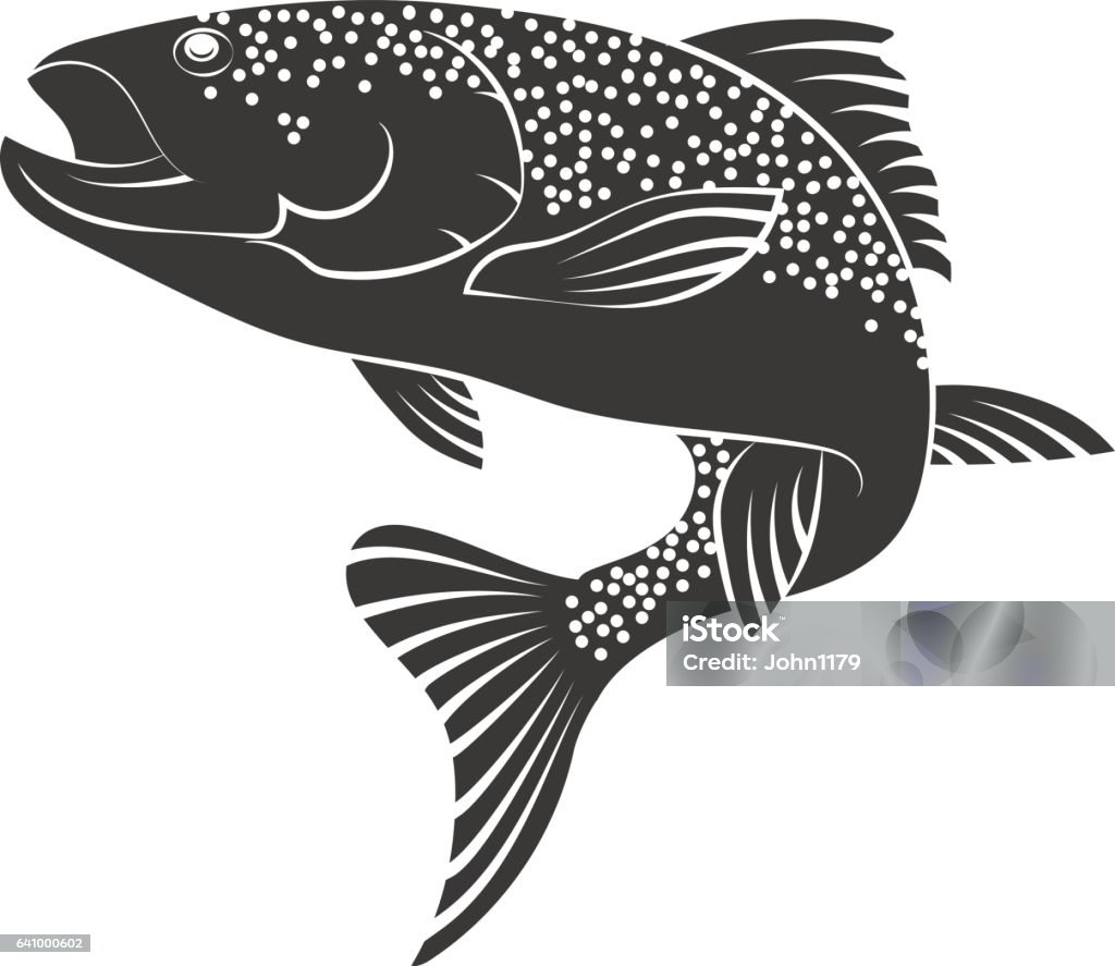 Salmon silhouette Silhouette salmon fishing and food Salmon - Seafood stock vector