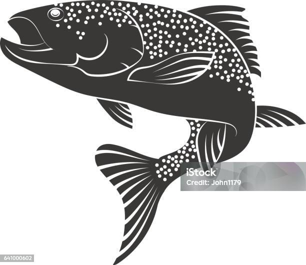 Salmon Silhouette Stock Illustration - Download Image Now - Salmon - Seafood, In Silhouette, Fish
