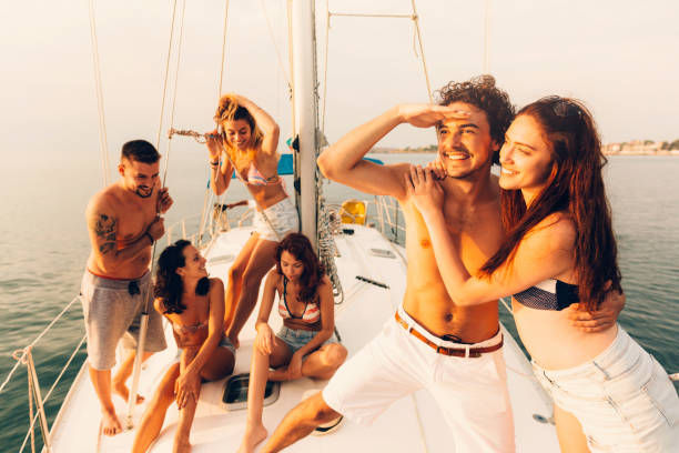 istock Happy couple on a yacht 641001644