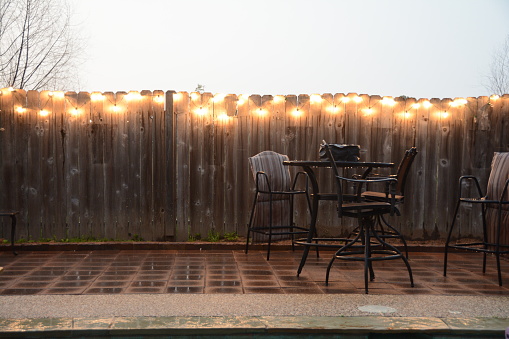 outdoor patio furniture with rain storm canceling spring party