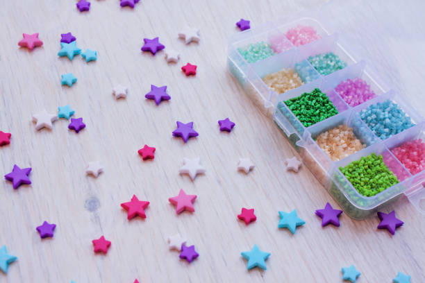 istock Boxes with beads, accessories for handmade jewelry 641006980