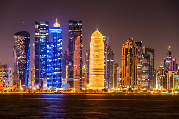 istock Skyline of Doha, Qatar at night 641008448