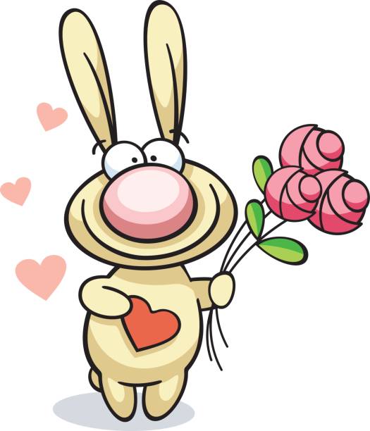 Bunny at Valentine's Day vector art illustration