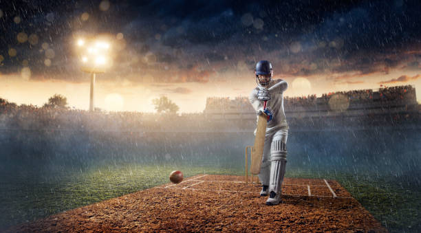 istock Cricket: Batsman on the stadium in action 641011838