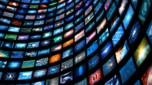 istock Media concept video wall with small screens 641012166