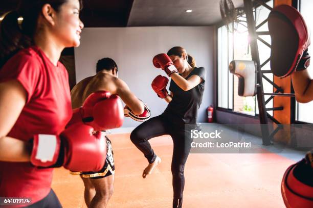 Muay Thai Workout Motivational Training At The Gym Facility Stock Photo - Download Image Now