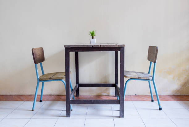 istock Vintage interior , Old wooden table with two chair 641021334