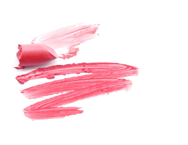 istock Smudged pink lipstick isolated on white background 641022248