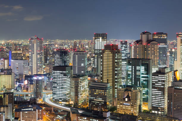 istock Nights lights, Osaka central business downtown 641022356