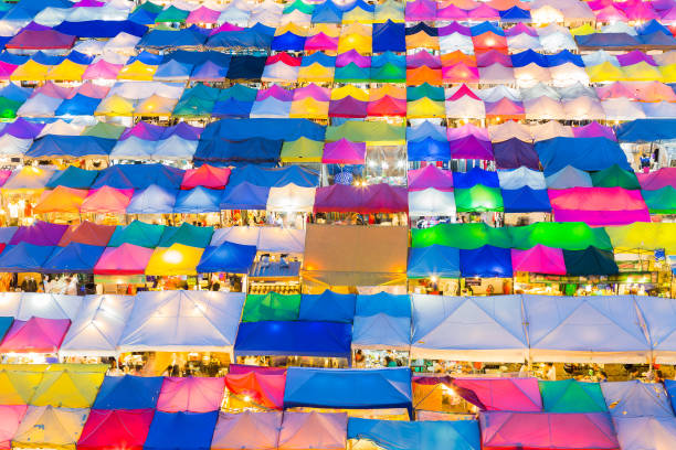 istock Night market multiple color roof top 641022500