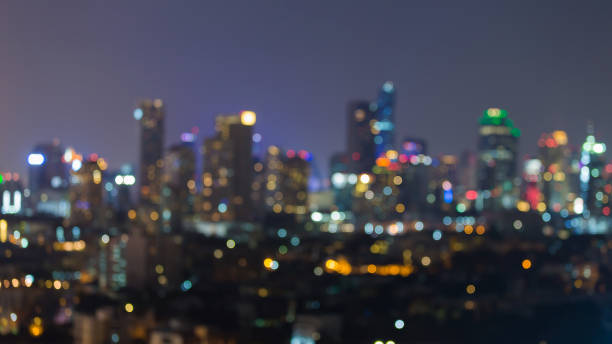 istock Abstract city blurred bokeh lights 641023600