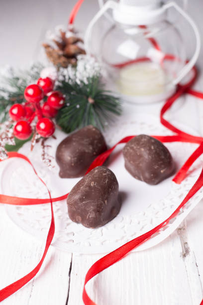 istock Chocolate candies and Christmas accessories 641024894