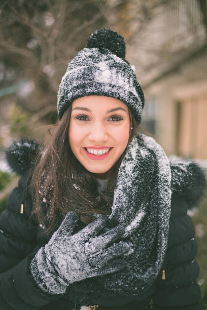istock Young woman in winter 641025952