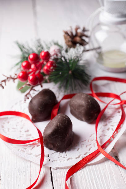 istock Chocolate candies and Christmas accessories 641026110
