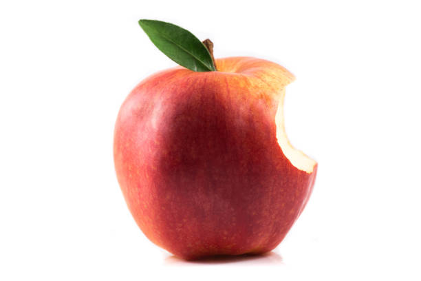 ukąszenie jabłka - apple biting missing bite red zdjęcia i obrazy z banku zdjęć