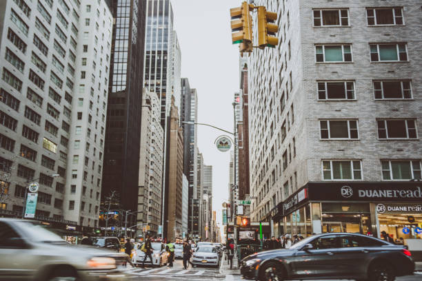 istock Manhattan buildings and streets in New York downtown. 641038792