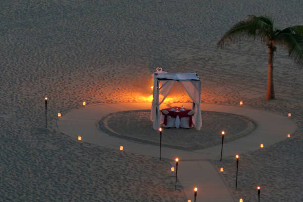 istock Manicured beach for sunset dinner in San Jose Del Cabo 641038896
